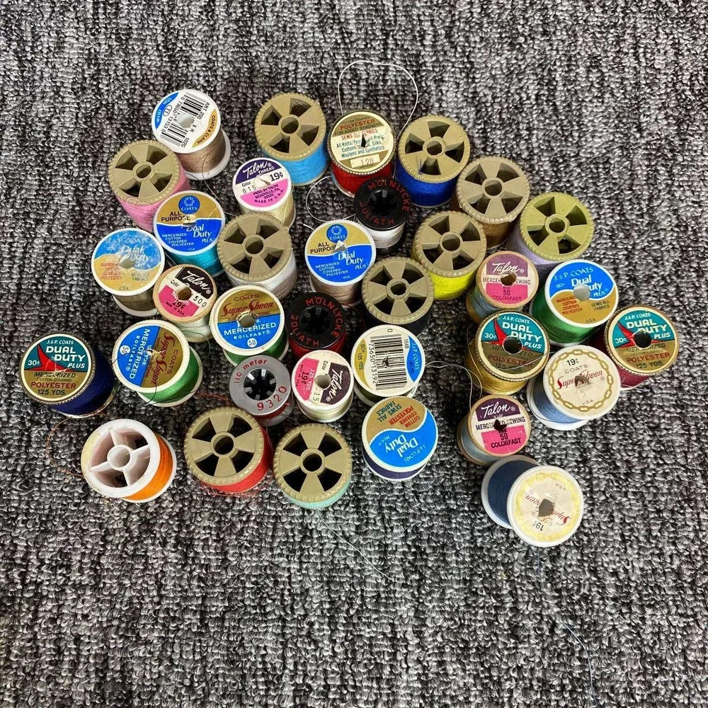 Vintage Coats & Clark Talon‎ Molnlycke Sewing Thread Lot 34 Spools Multicolor